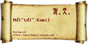 Máté Kamil névjegykártya