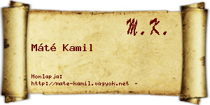 Máté Kamil névjegykártya